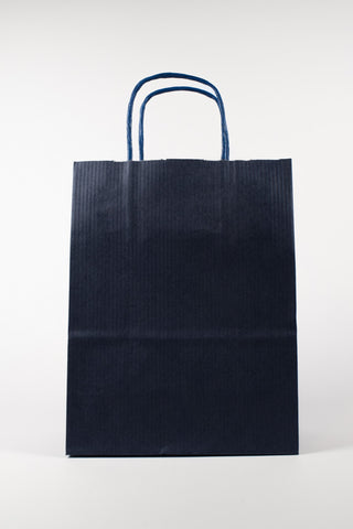 Borse carta blu con manico ritorto 16x8x21 - Set 25 pezzi