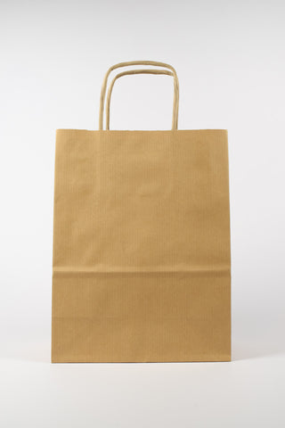 Borse Carta Kraft Avana 26x12x36 - Shopper con Manico 25pz