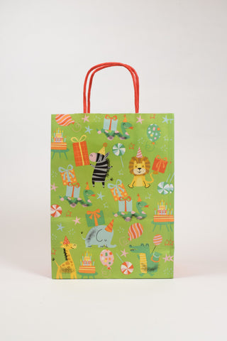 Borsa Regalo Compleanno Animali 16x8x21 cm - Set 5 pz