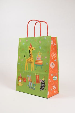 Borsa Regalo Compleanno Animali 16x8x21 cm - Set 5 pz