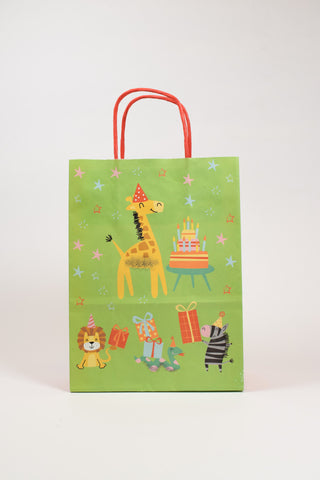 Borsa Regalo Compleanno Animali 16x8x21 cm - Set 5 pz