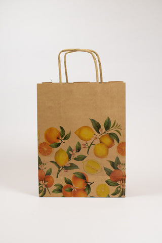 Borse Regalo Carta Kraft Agrumi 16x8x21 cm - Set 5 pz