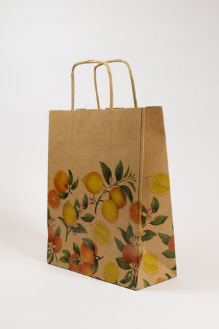 Borse Regalo Carta Kraft Agrumi 26x12x36 cm - Set 5 pz
