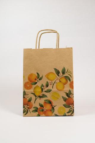 Borse Regalo Carta Kraft Agrumi 26x12x36 cm - Set 5 pz