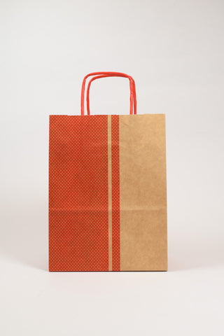 Borse Regalo Carta Kraft Rosso Pois 16x8x21 - Set 5 pz