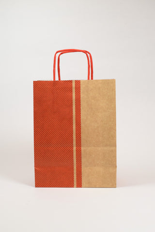 Borse Regalo Carta Kraft Rosso Pois 36x12x41 - Set 5 pz