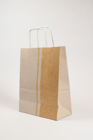 Borse Regalo Carta Kraft Bianco Pois 16x8x21 - Set 5 pz