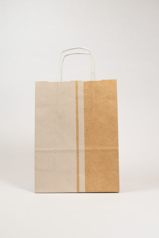 Borse Regalo Carta Kraft Bianco Pois 16x8x21 - Set 5 pz