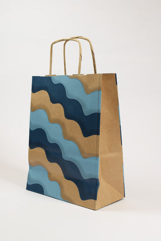 Borse Regalo Carta Kraft Onde 16x8x21 - Set 5 pz