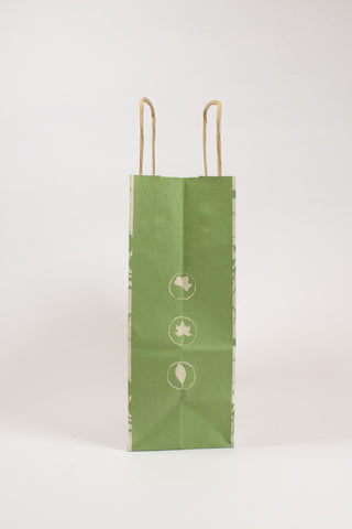 Borse Regalo Carta Erba Botanica 100% 26x12x36 - Set 5 pz